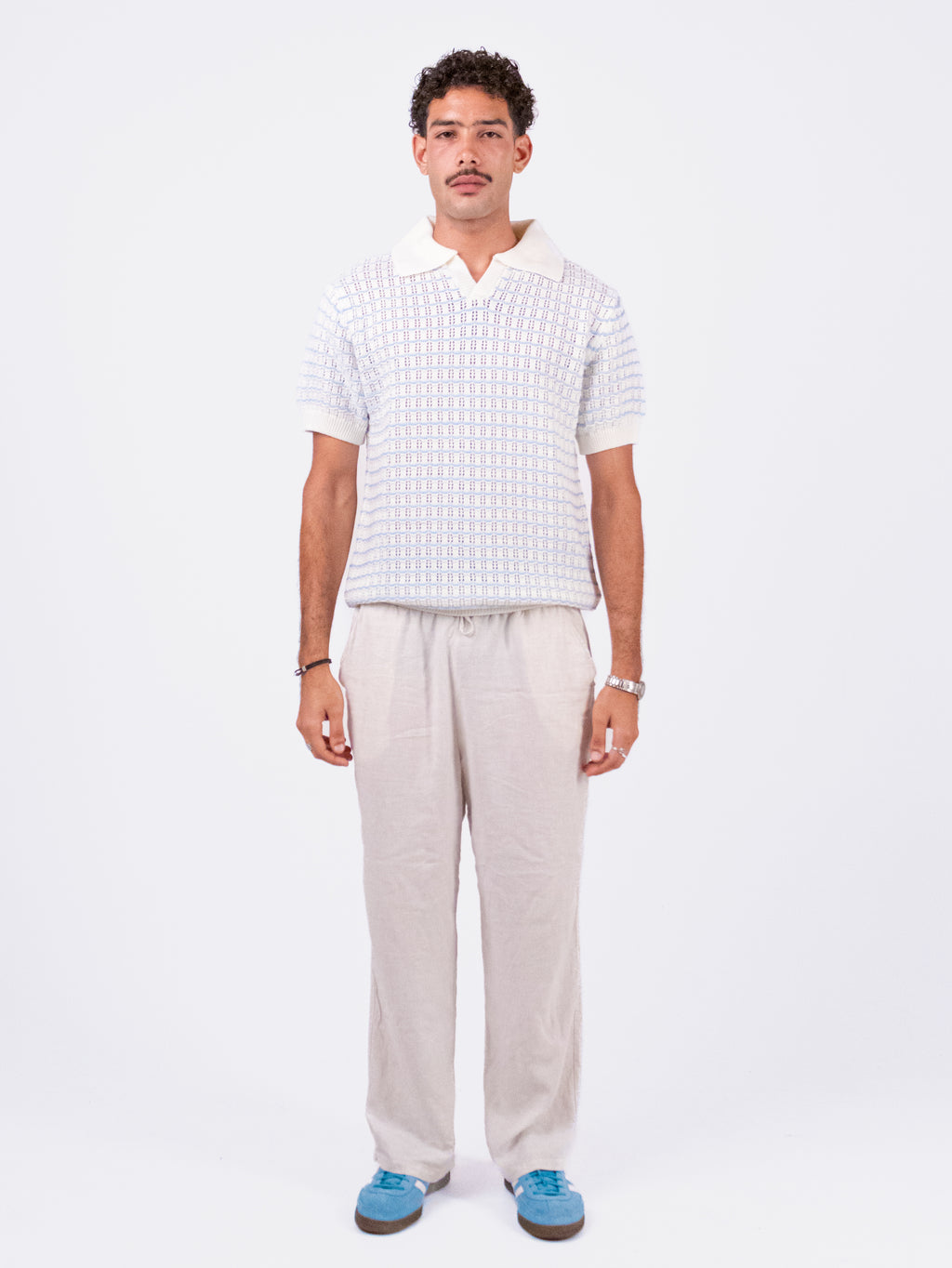 Gala Polo in White & Blue