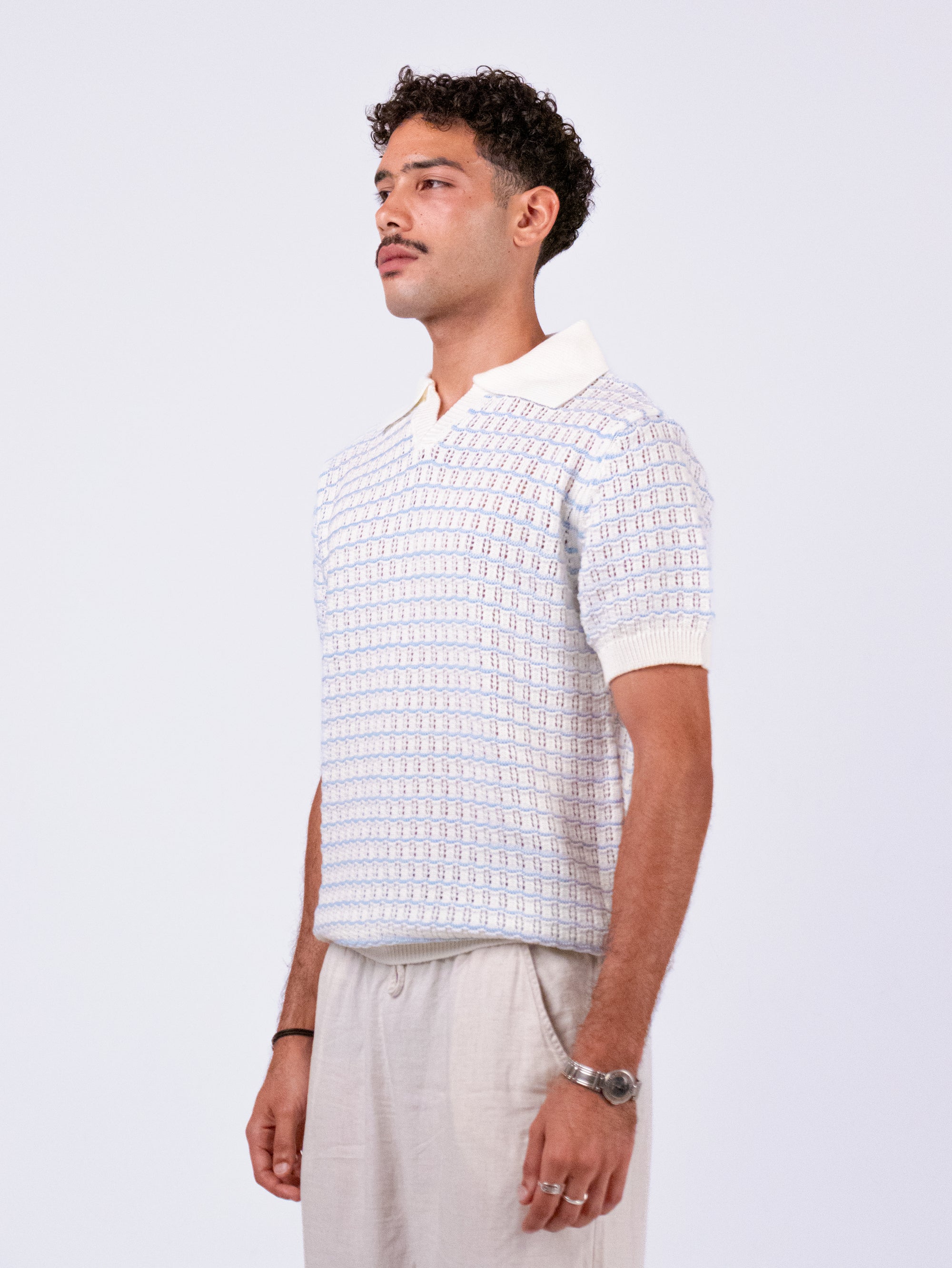 Gala Polo in White & Blue