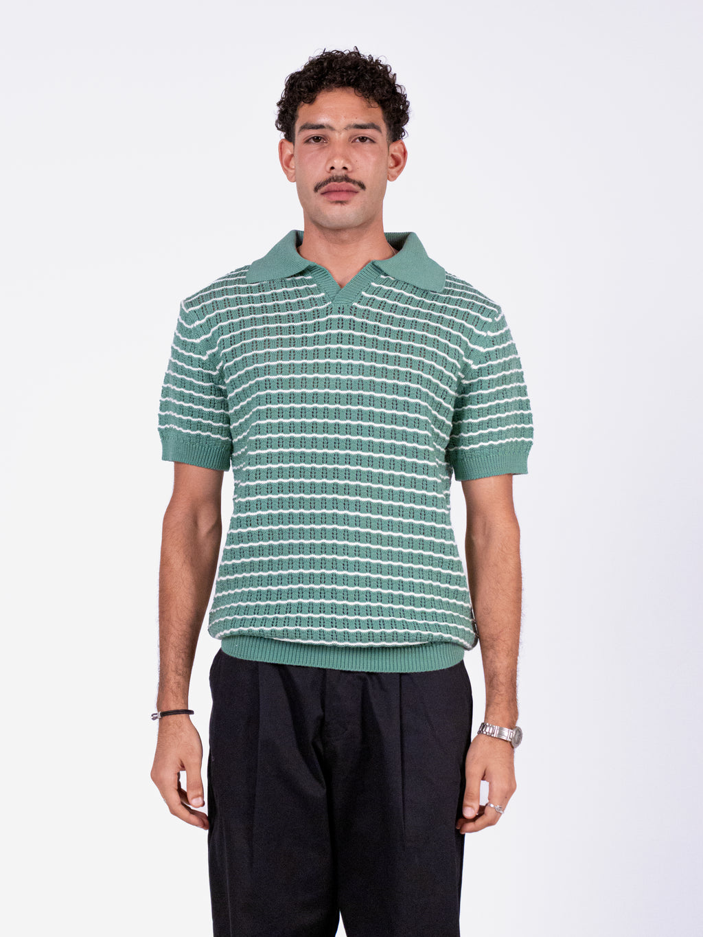 Gala Polo in green & white