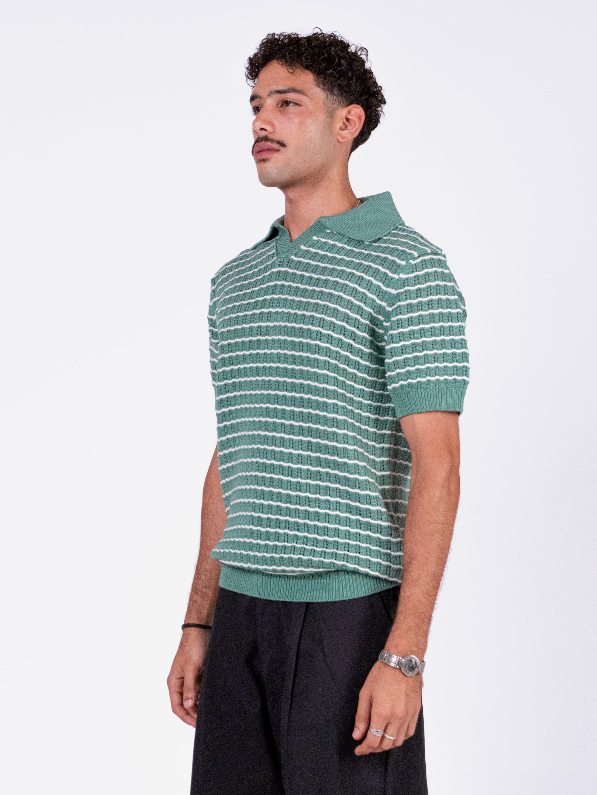 Gala Polo in green & white